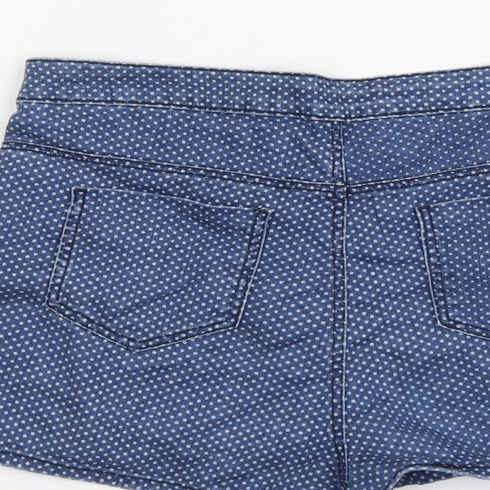 Denim & Co. Womens Blue Polka Dot Cotton Hot Pants Shorts Size 14 L3 in Regular Button