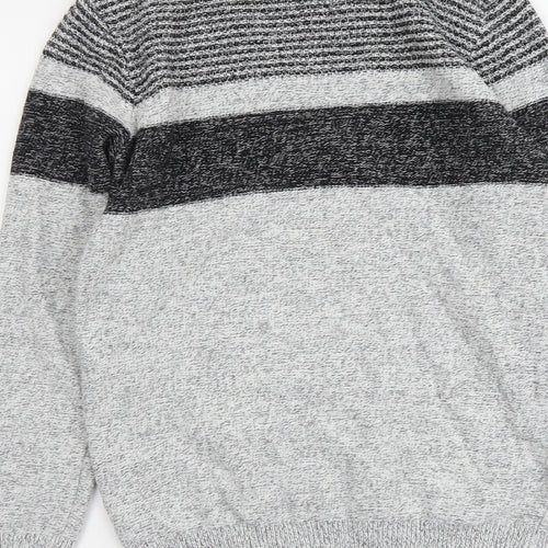 NEXT Mens Grey Round Neck Cotton Pullover Jumper Size S Long Sleeve - Colourblock