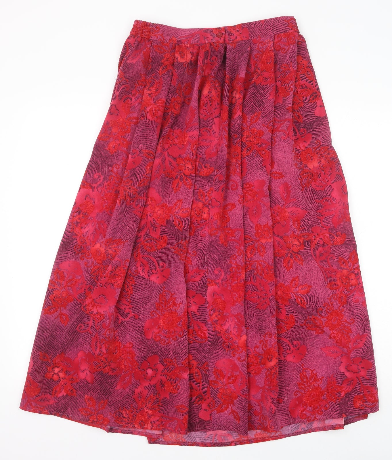 Nightingales Womens Red Floral Polyester Pleated Skirt Size 12 Zip