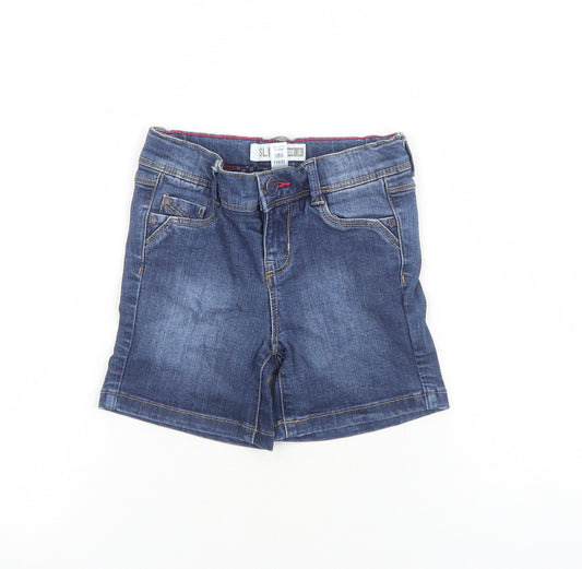 Okaidi Girls Blue Cotton Cut-Off Shorts Size 6 Years Regular Zip