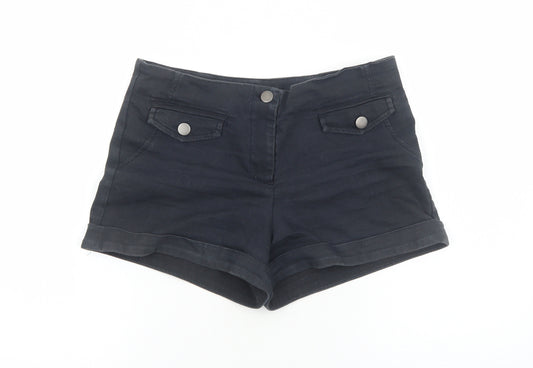XXI Womens Black Cotton Hot Pants Shorts Size M Regular Zip