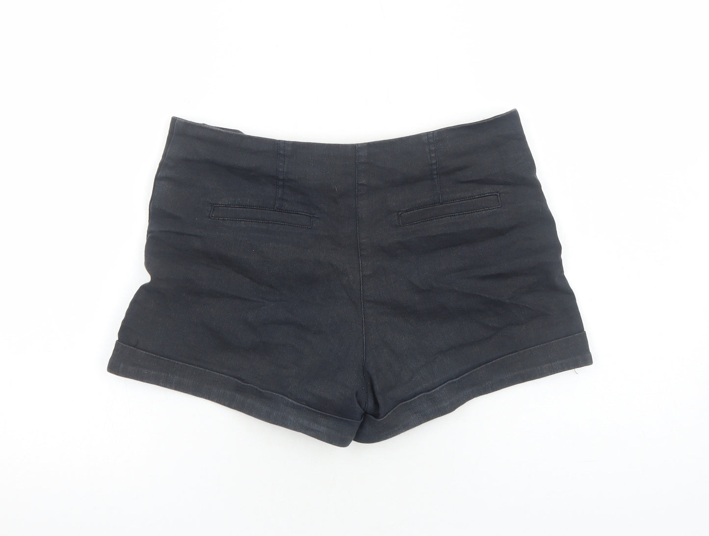 XXI Womens Black Cotton Hot Pants Shorts Size M Regular Zip