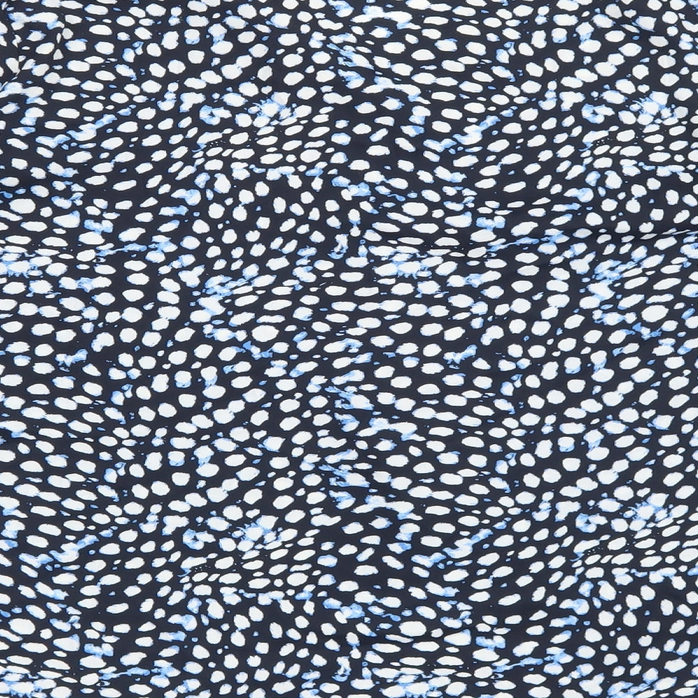 Jones New York Womens Blue Geometric Polyester Basic Blouse Size L V-Neck
