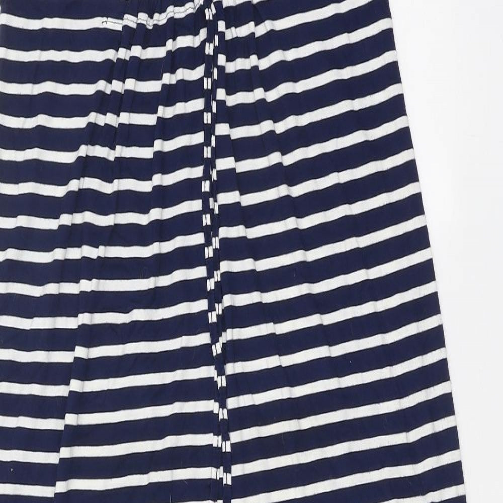 Dickins & Jones Womens Blue Striped Viscose Slip Dress Size M V-Neck Pullover
