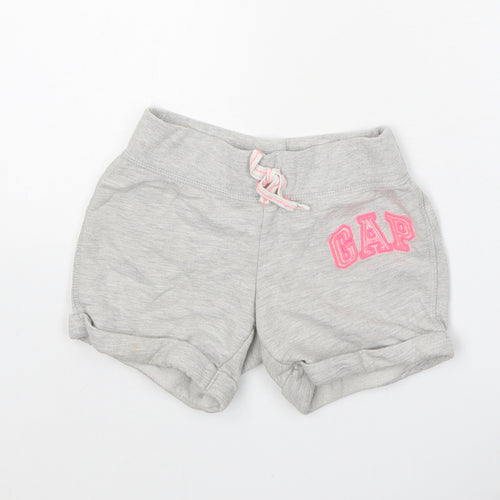 Gap Girls Grey Cotton Sweat Shorts Size 6-7 Years Regular Tie
