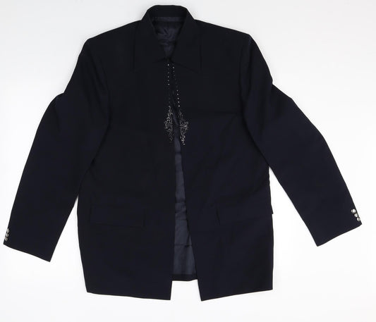 Preworn Womens Black Polyester Jacket Blazer Size 10