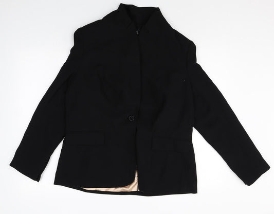 Papaya Womens Black Polyester Jacket Blazer Size 16