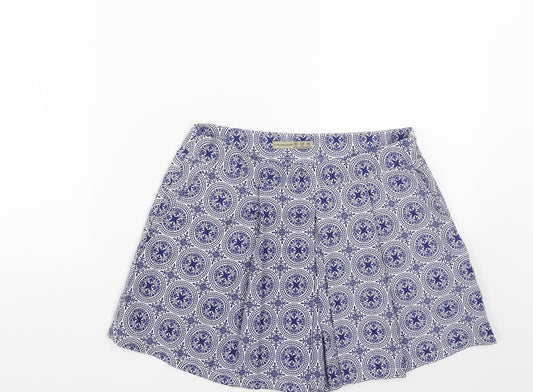 Primark Womens Blue Geometric Polyester Bermuda Shorts Size 10 Regular Zip