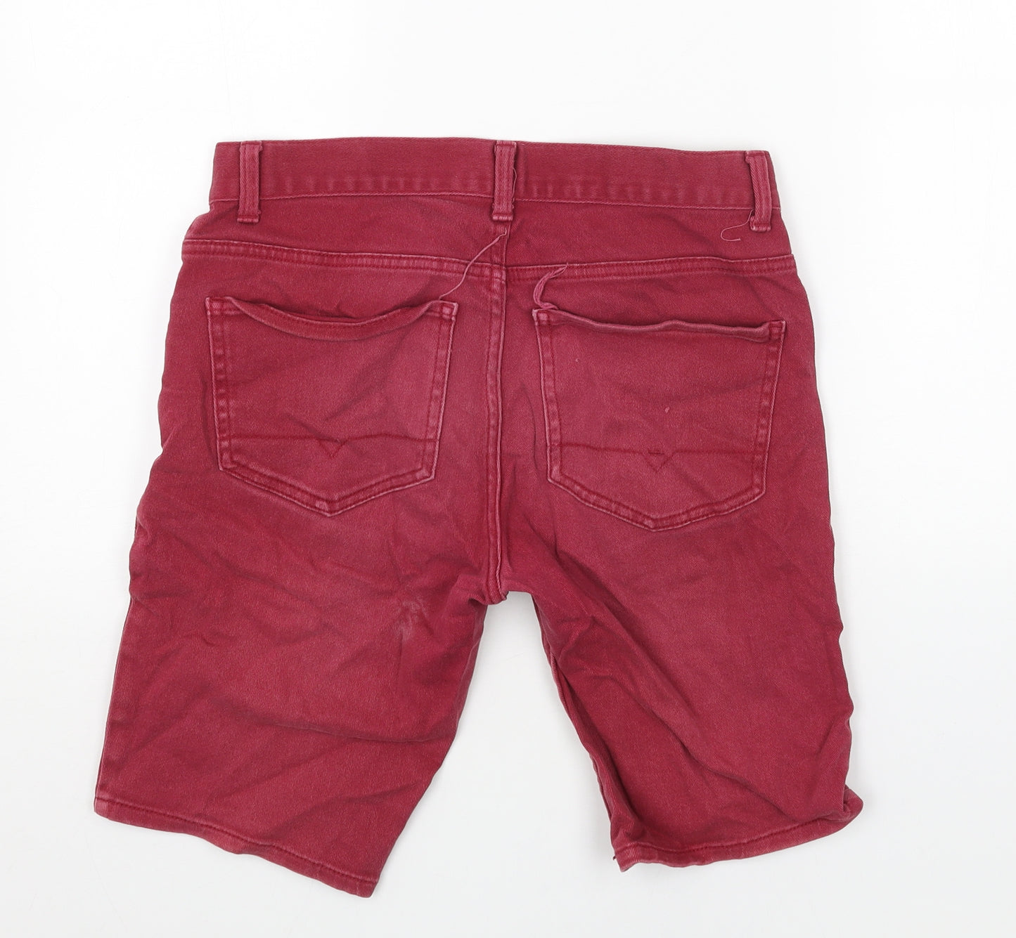Denim & Co. Mens Red Cotton Biker Shorts Size 30 in L11 in Regular Button
