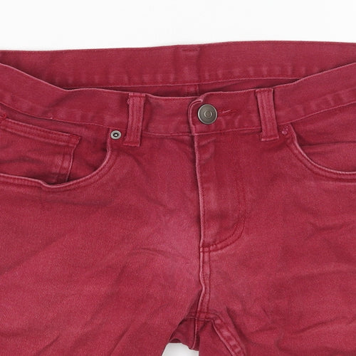 Denim & Co. Mens Red Cotton Biker Shorts Size 30 in L11 in Regular Button