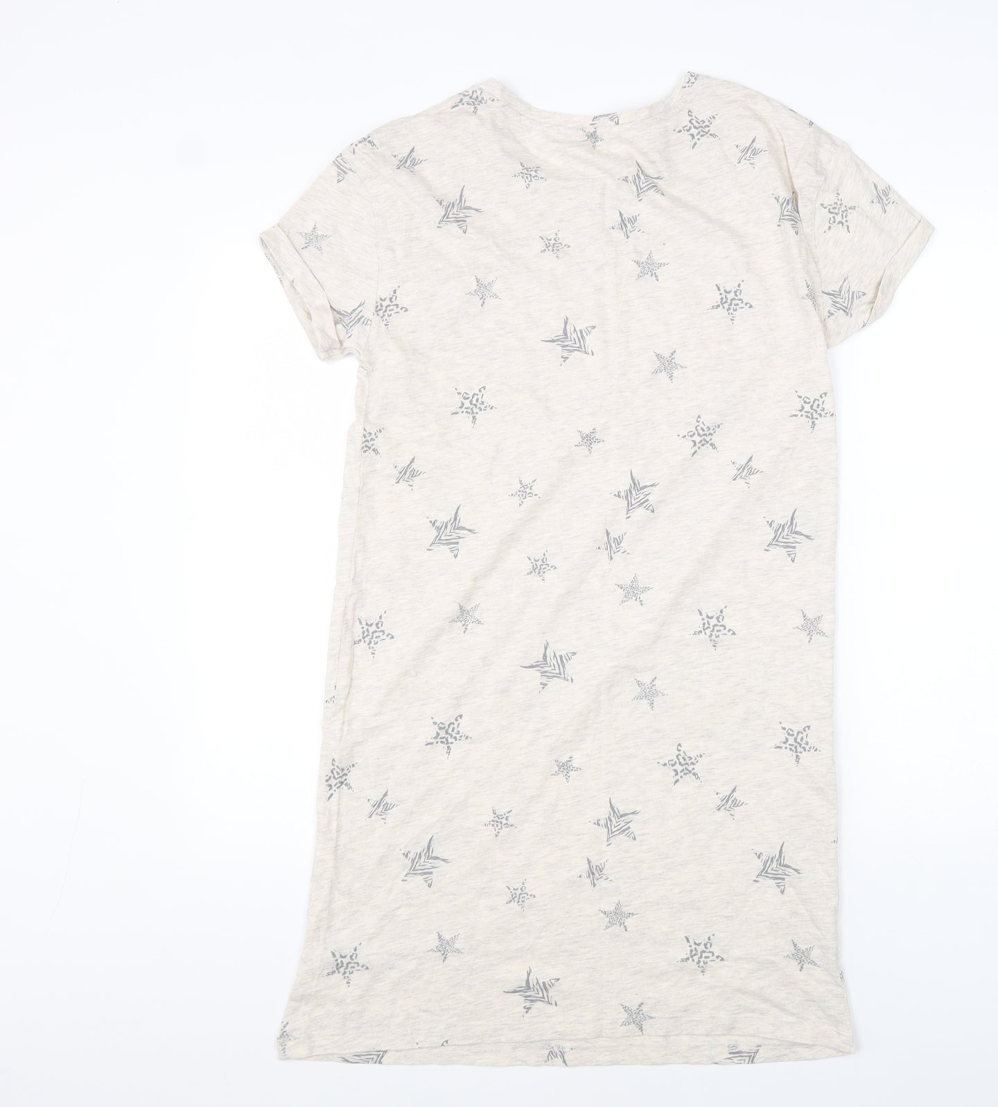 Marks and Spencer Womens Beige Geometric Cotton Top Dress Size S - Stars