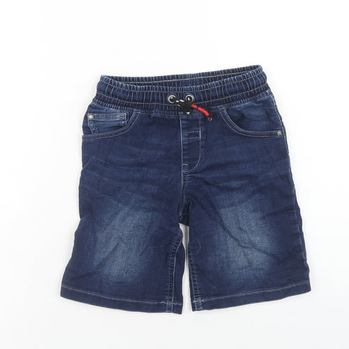 George Boys Blue Cotton Bermuda Shorts Size 7-8 Years Regular Snap