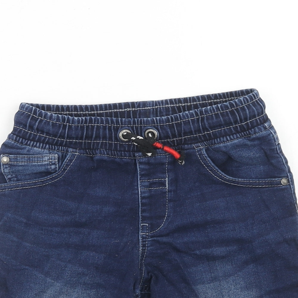 George Boys Blue Cotton Bermuda Shorts Size 7-8 Years Regular Snap