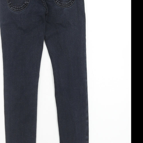 Denim & Co. Boys Blue Cotton Skinny Jeans Size 7-8 Years Regular Zip - Distressed