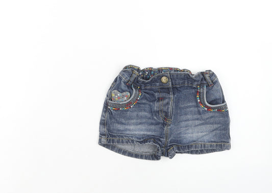 George Girls Blue Cotton Hot Pants Shorts Size 2-3 Years Regular Buckle