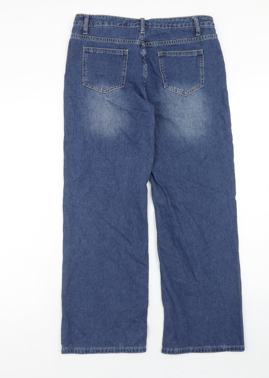 SheIn Girls Blue Cotton Straight Jeans Size 11-12 Years Regular Zip
