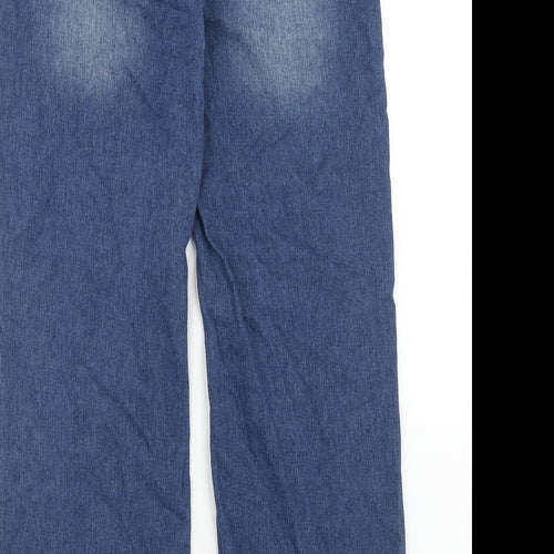 SheIn Girls Blue Cotton Straight Jeans Size 11-12 Years Regular Zip