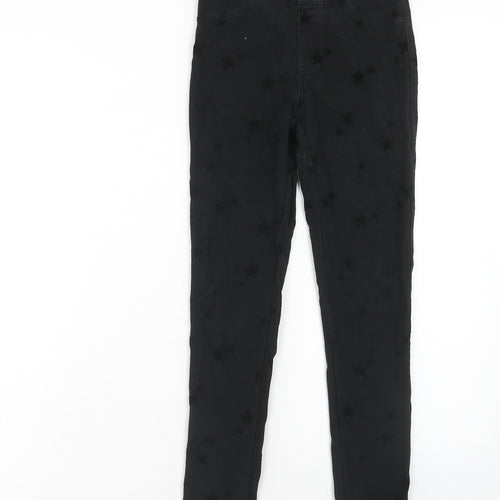 H&M Girls Black Geometric Cotton Jegging Jeans Size 12-13 Years Regular Pullover - Star Pattern