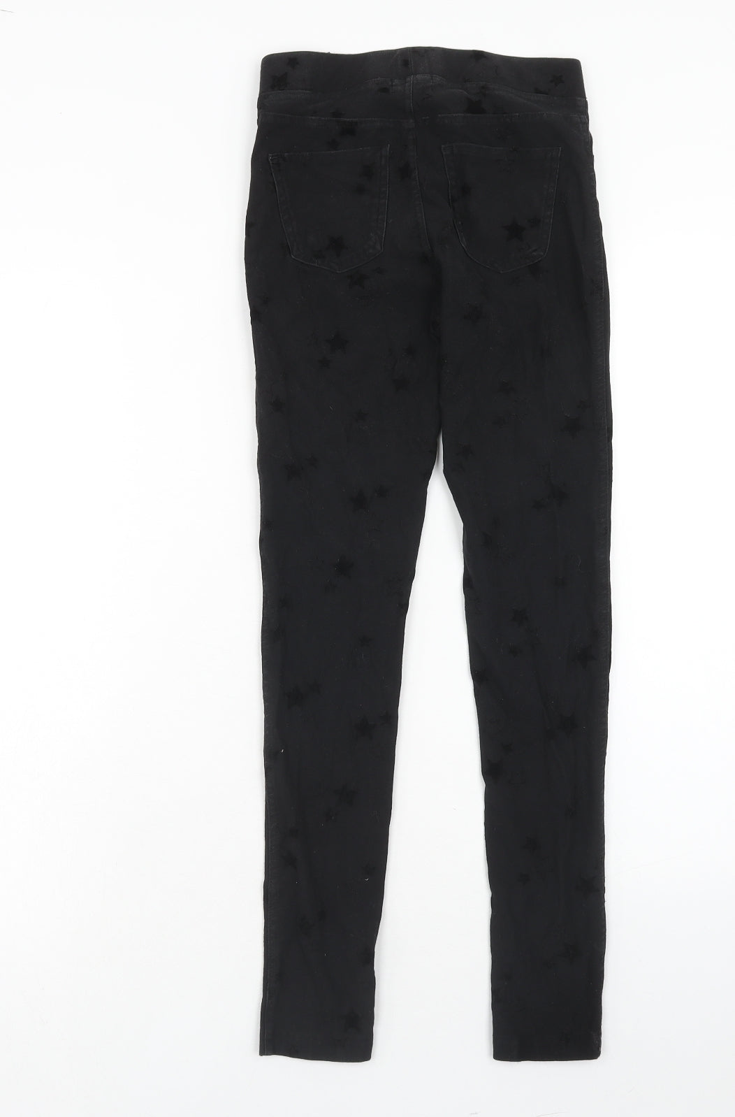 H&M Girls Black Geometric Cotton Jegging Jeans Size 12-13 Years Regular Pullover - Star Pattern