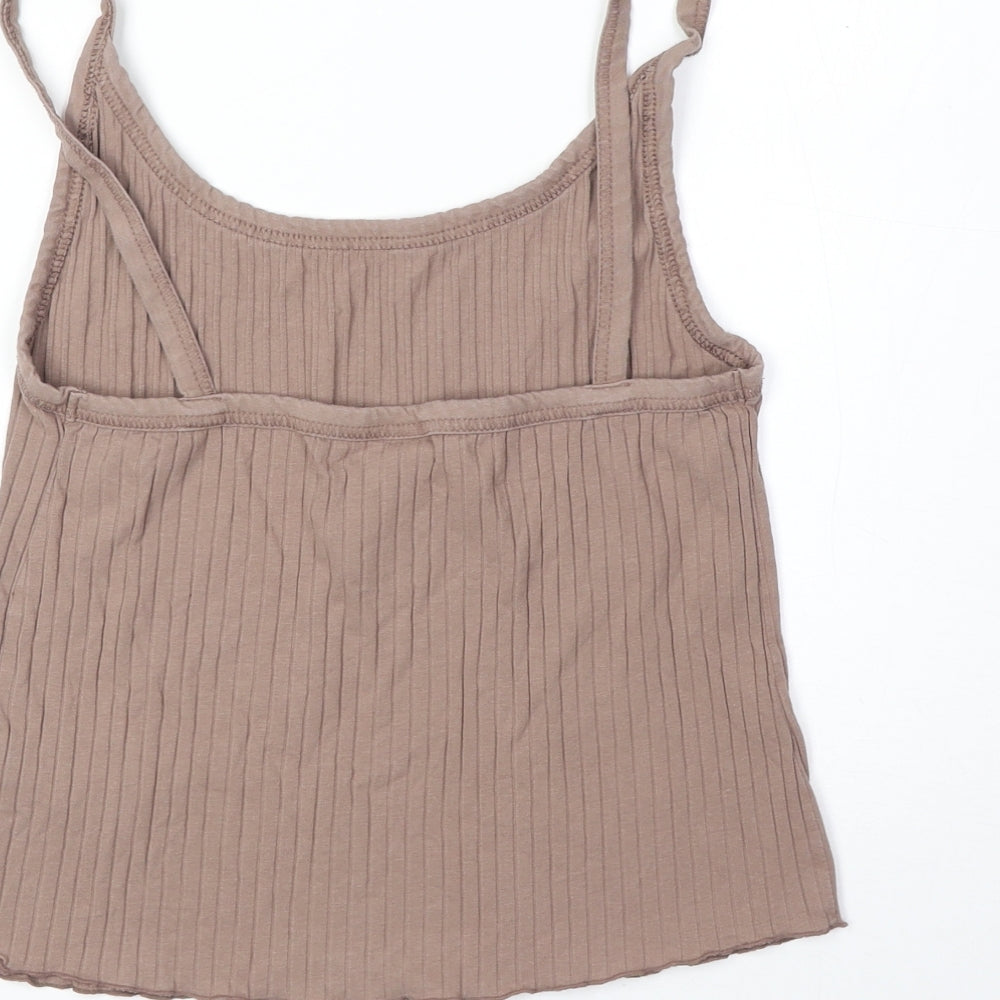 Old Navy Womens Brown Cotton Camisole Tank Size L Scoop Neck - Ribbed