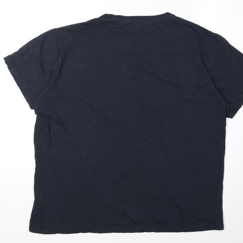 Brave Soul Mens Blue Cotton T-Shirt Size XL Round Neck