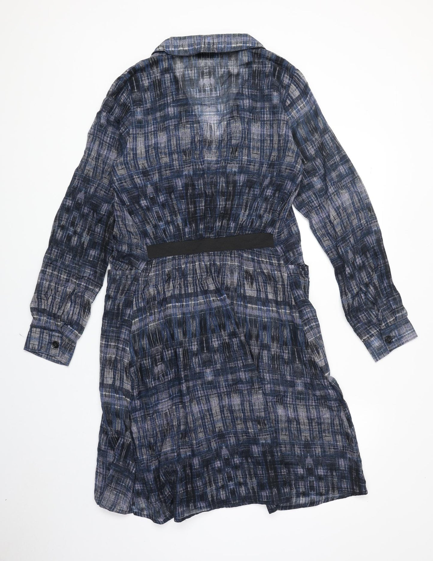 Hope Womens Blue Geometric 100% Cotton Jacket Dress Size 10 Collared Button