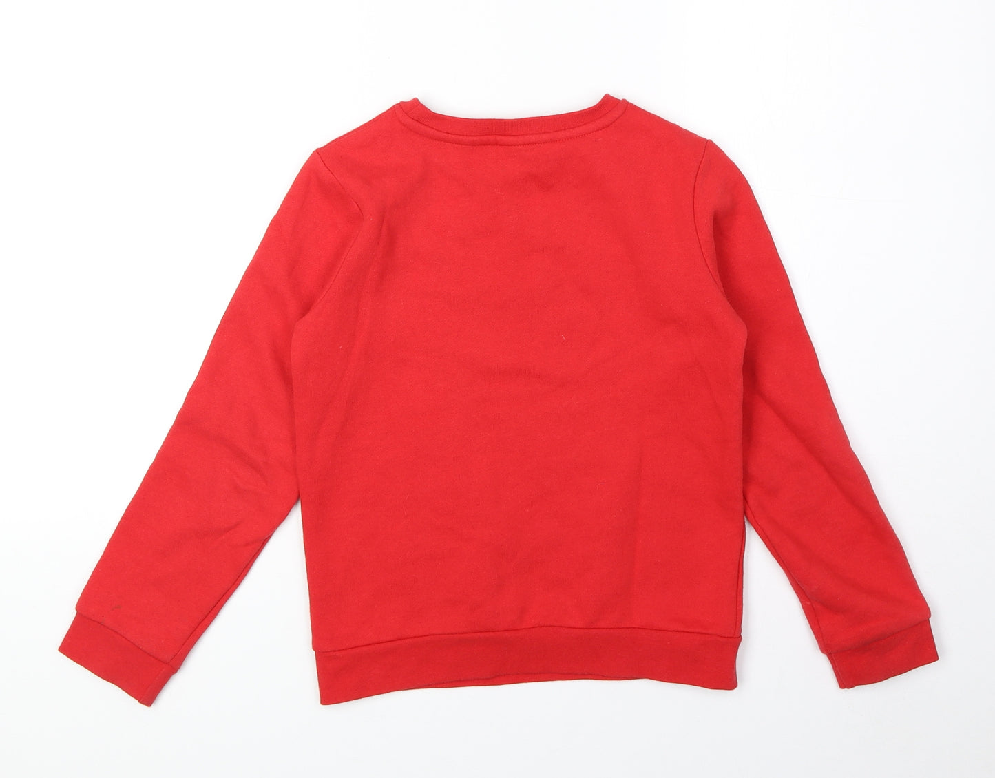TU Girls Red Cotton Pullover Sweatshirt Size 8 Years Pullover - Christmas Cat