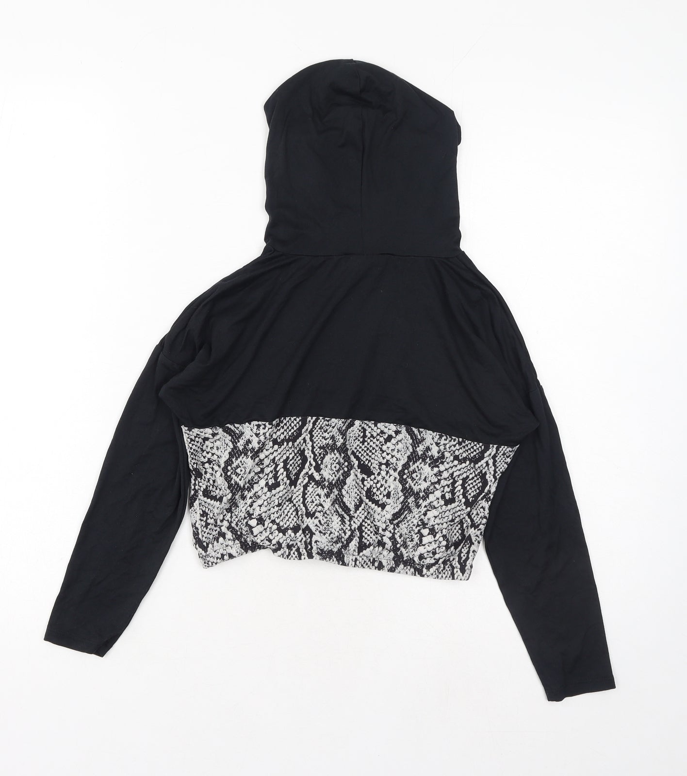 Matalan Girls Black Animal Print Polyester Pullover Hoodie Size 9 Years Pullover - Cropped Snake Skin Print
