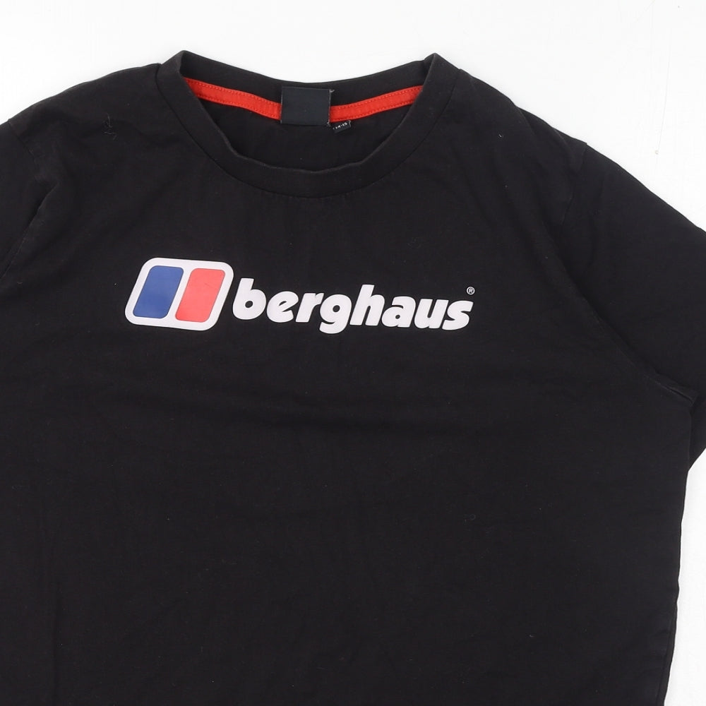 Berghaus Boys Black Cotton Basic T-Shirt Size 14-15 Years Round Neck Pullover