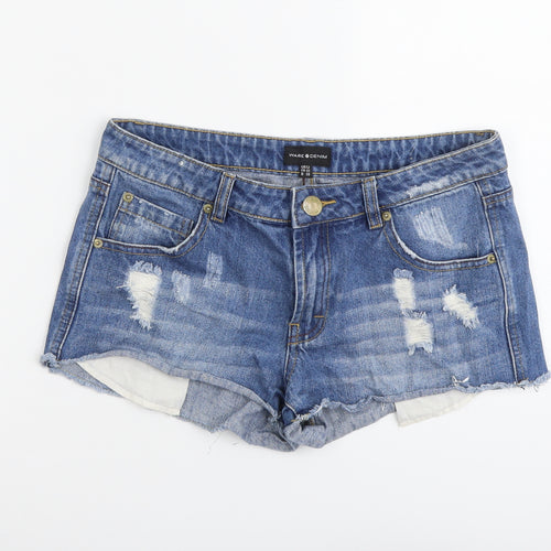 Ware Denim Womens Blue Cotton Cut-Off Shorts Size 12 L3 in Regular Button - Distressed