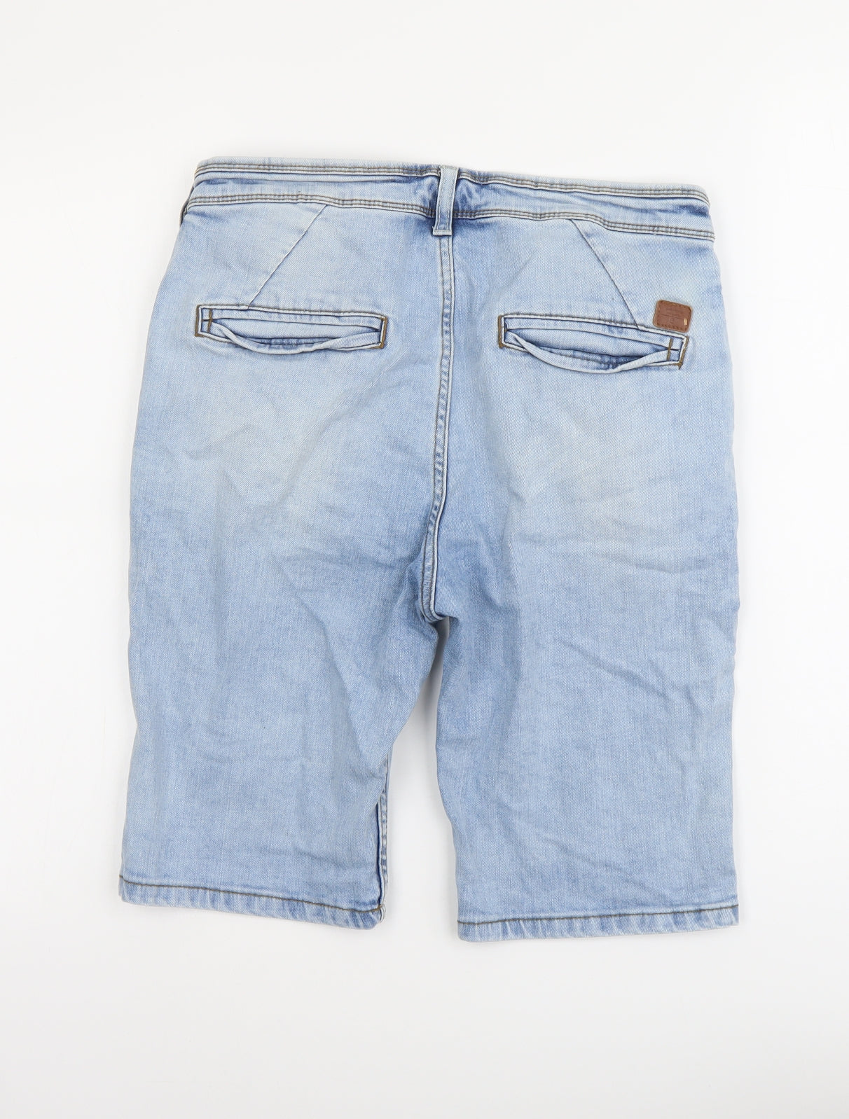 Zara Mens Blue Cotton Bermuda Shorts Size M L10 in Regular Button