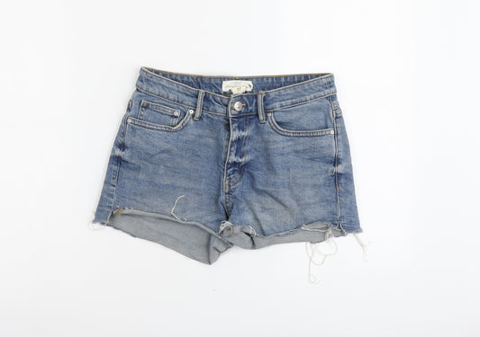 H&M Womens Blue Cotton Cut-Off Shorts Size S L3 in Regular Button