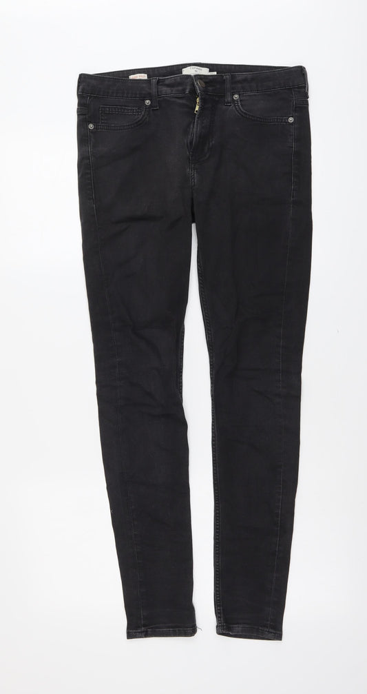 Topman Mens Grey Cotton Skinny Jeans Size 32 in L30 in Extra-Slim Button