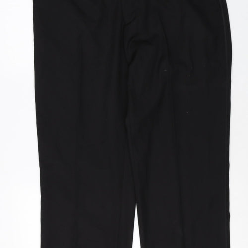 George Mens Black Polyester Dress Pants Trousers Size 36 in Regular Zip