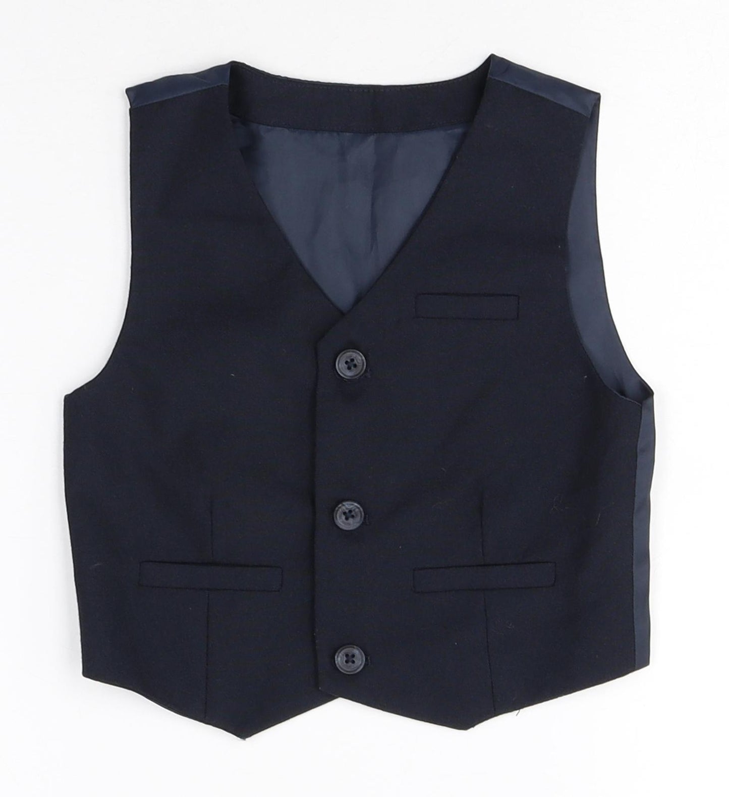 Preworn Boys Blue Polyester Trouser Suit Suit Waistcoat Size 18-24 Months