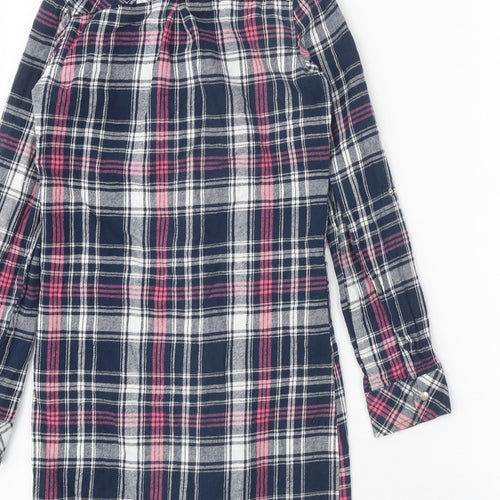 Primark Girls Blue Plaid 100% Cotton Shirt Dress Size 10-11 Years Collared Button