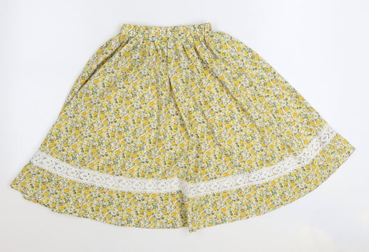 SheIn Girls Yellow Floral Polyester Swing Skirt Size 10 Years Regular Pull On
