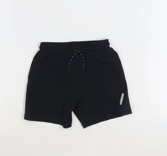 F&F Boys Black Polyester Sweat Shorts Size 5-6 Years Regular Drawstring