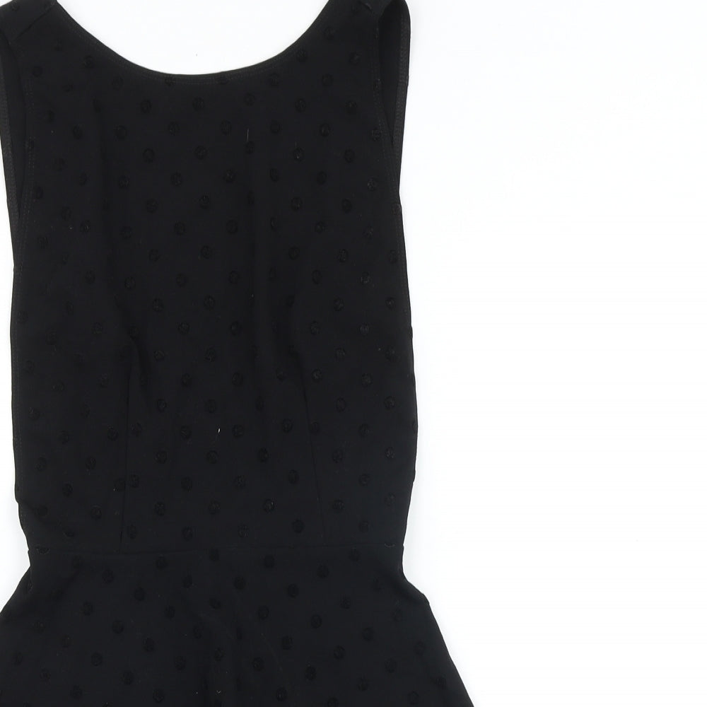 American Apparel Womens Black Polka Dot Polyester Fit & Flare Size M Round Neck Pullover