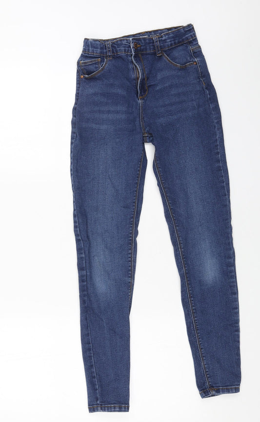 Denim & Co. Girls Blue Cotton Skinny Jeans Size 12-13 Years Regular Button