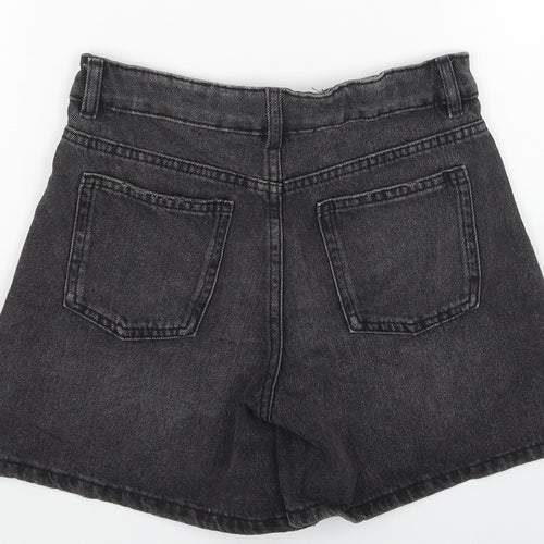 Marks and Spencer Girls Grey Cotton Mom Shorts Size 8-9 Years Regular Buckle