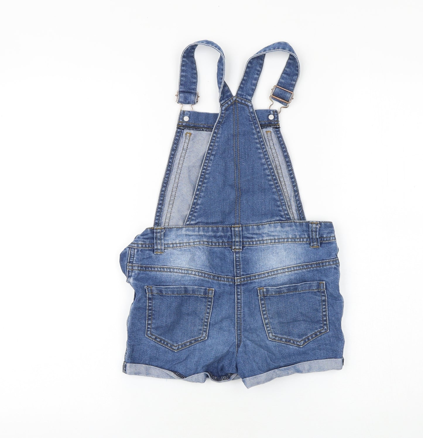 TU Girls Blue Cotton Dungaree One-Piece Size 8 Years Buckle
