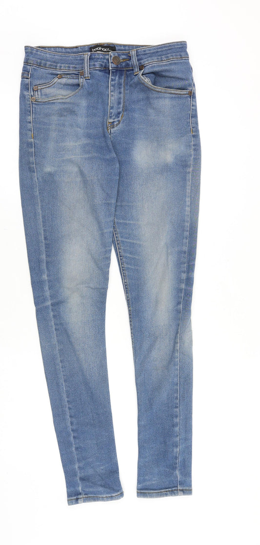 Boohoo Mens Blue Cotton Skinny Jeans Size 30 in Slim Zip