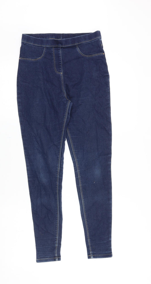 George Girls Blue Cotton Jegging Jeans Size 13-14 Years Regular Pullover