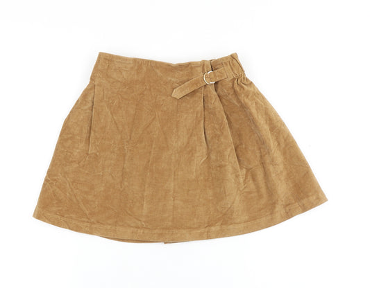 TU Girls Brown Cotton Swing Skirt Size 10 Years Regular Buckle