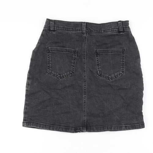 Nutmeg Girls Black Cotton Straight & Pencil Skirt Size 11-12 Years Regular Zip