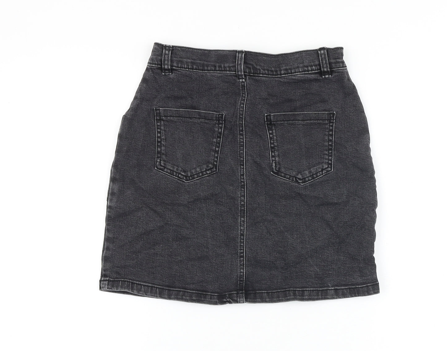 Nutmeg Girls Black Cotton Straight & Pencil Skirt Size 11-12 Years Regular Zip