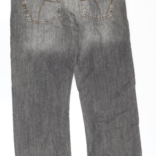Preworn Mens Grey Cotton Straight Jeans Size 34 in Regular Zip