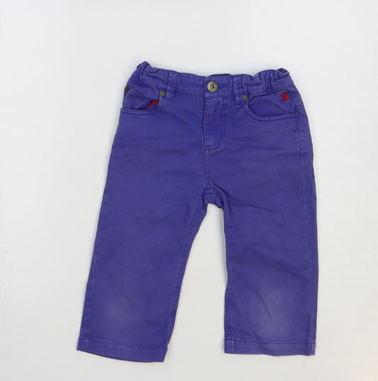 Joules Boys Blue Cotton Cropped Jeans Size 6 Years Regular Zip