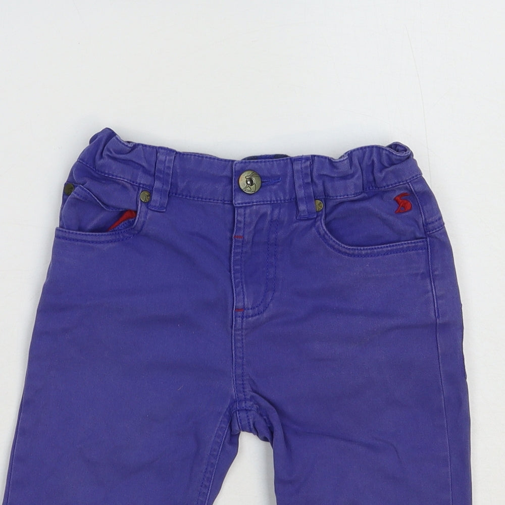 Joules Boys Blue Cotton Cropped Jeans Size 6 Years Regular Zip